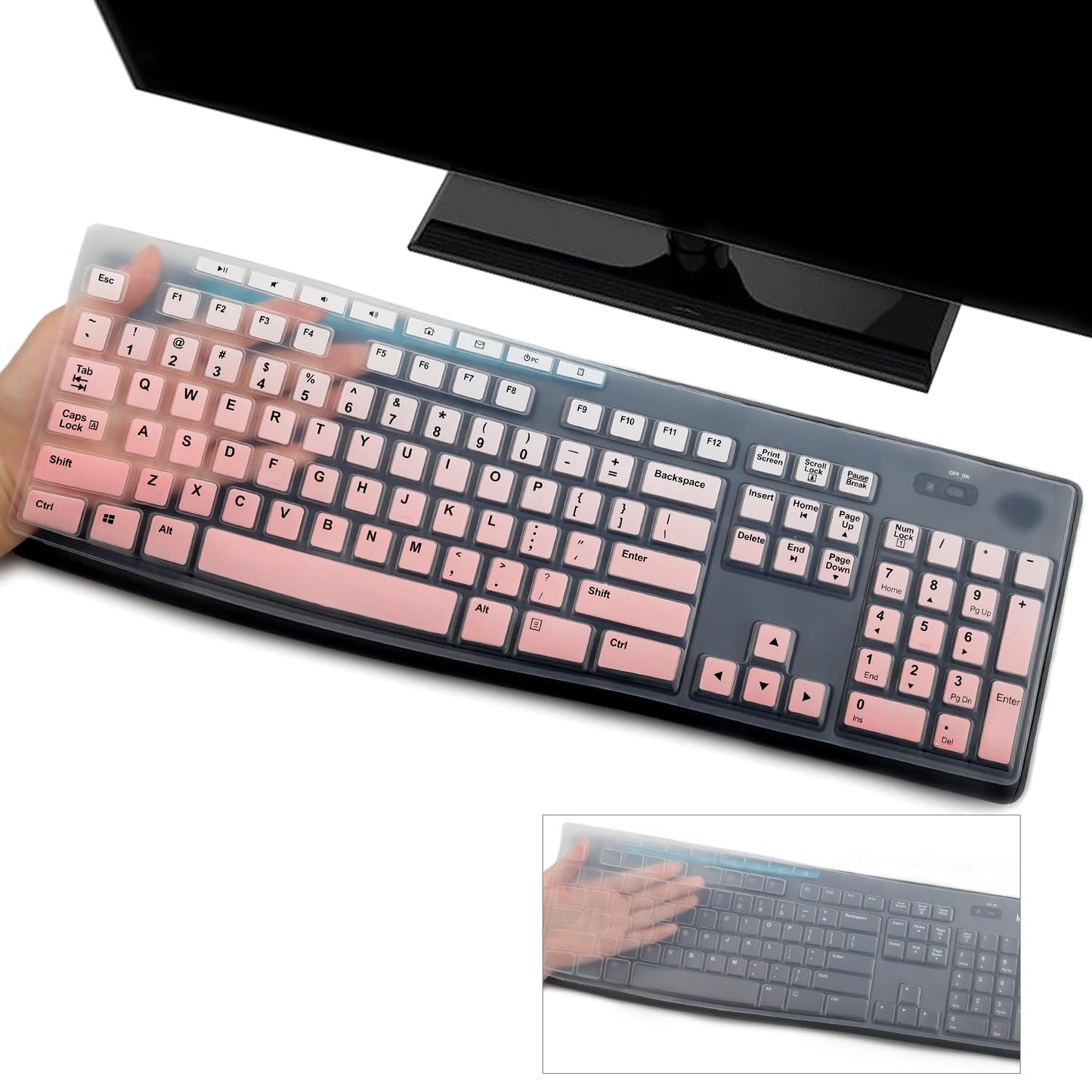Two Silicone Keyboard Covers for Wireless and Desktop Keyboards