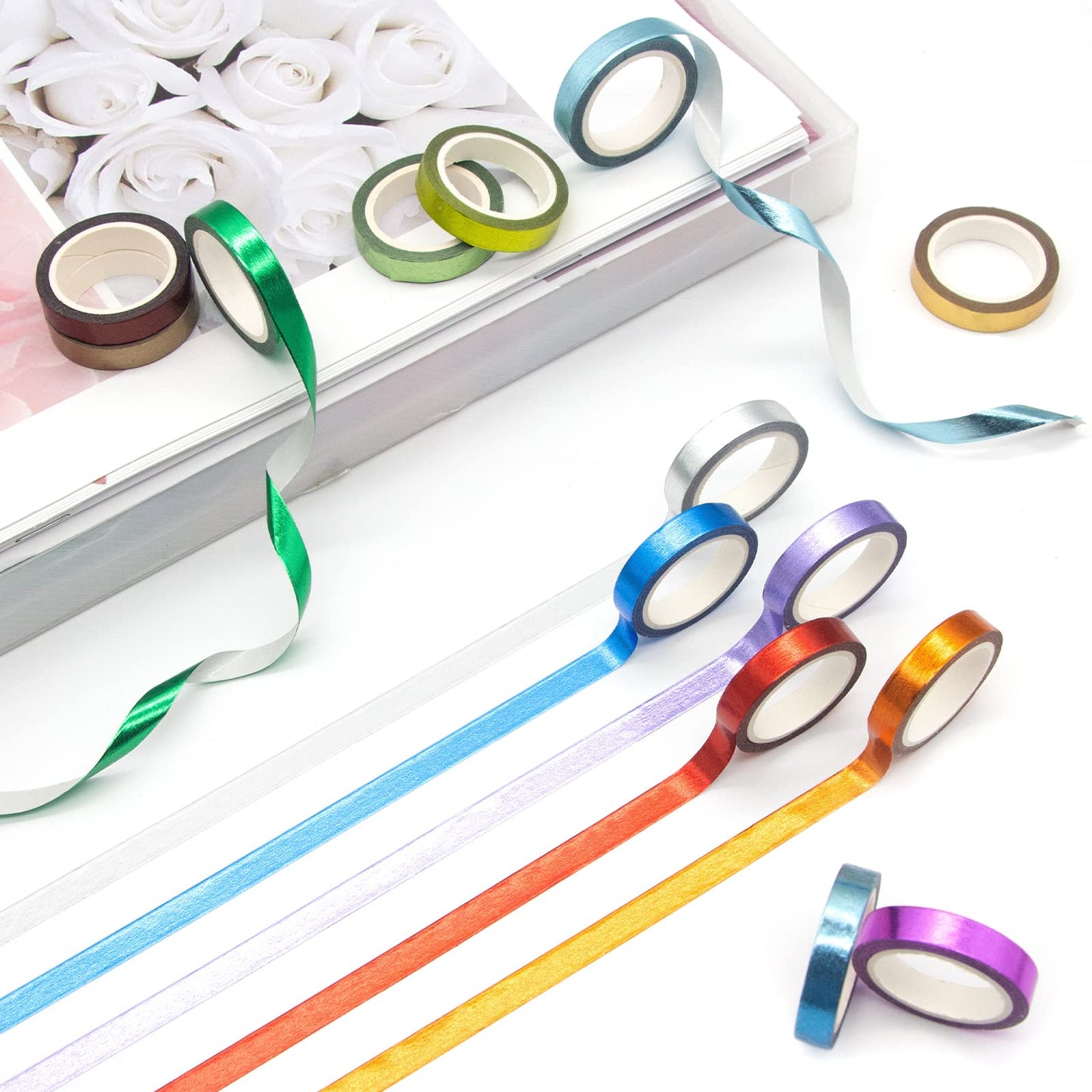 30 Rolls of Multi-Colored and Gold Metallic Washi Tape