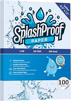 Waterproof 8.5" x 11" Laser Printer Paper, 100 Sheets