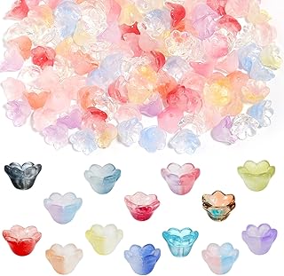 350pcs Glass Bellflower Beads for Jewelry Making