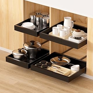 Two Expandable Pull-Out Kitchen Cabinet Organizers