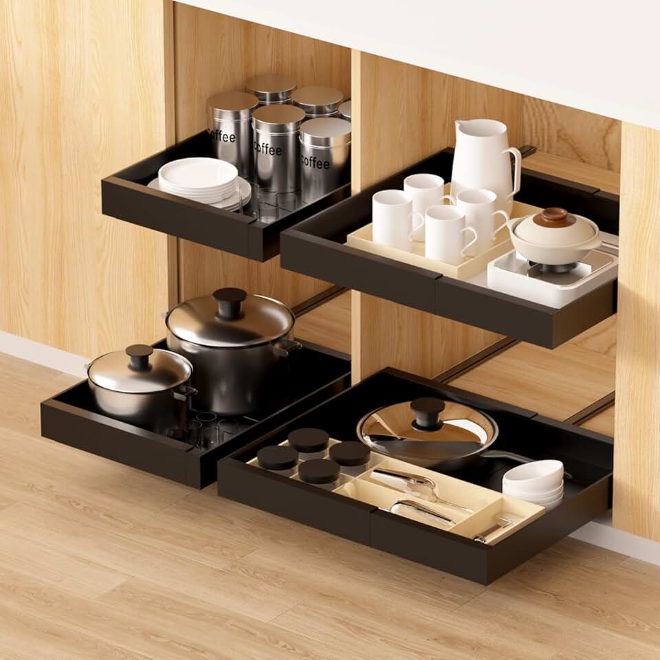 Two Expandable Pull-Out Kitchen Cabinet Organizers