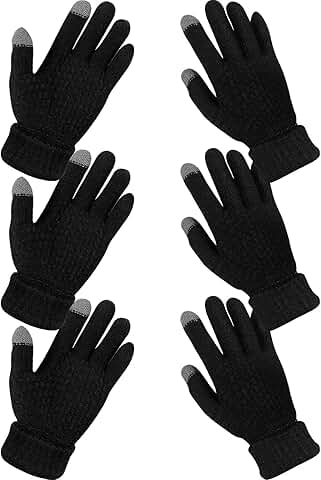 Three Pairs of Women's Warm Touch Screen Knit Gloves