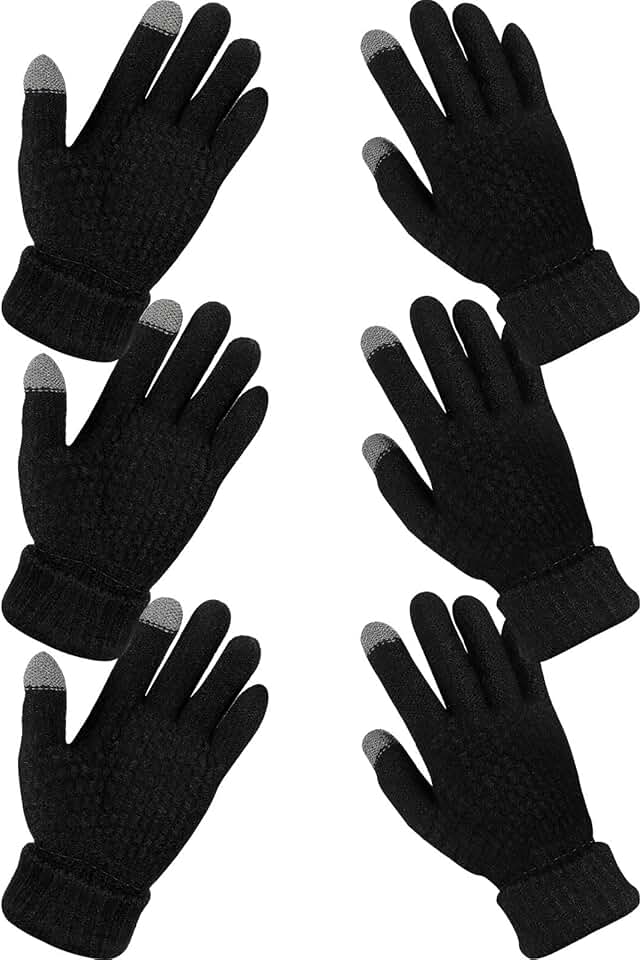 Three Pairs of Women's Warm Touch Screen Knit Gloves