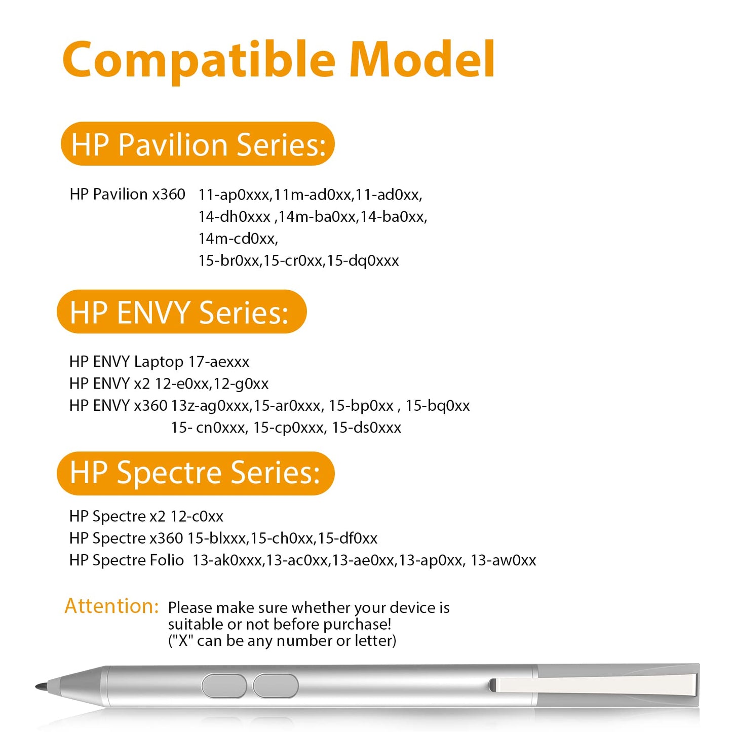 Stylus Pen for HP Pavilion x360 Touchscreen Laptop Pencil,HP Pavilion x360 11m-ad0 14M-ba0 14-cd0 15-br0;HP Envy x360 15-bp0,x360 15-cn0,X2 12-e0xx,X2 12g0xx;HP Spectre x360 13-ac0xx 15-blxxx