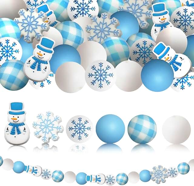 Winter Christmas 44-Piece Snowman & Snowflake Beads
