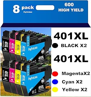 8-Pack LC401XL Ink Cartridges for Brother Printer
