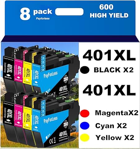 8-Pack LC401XL Ink Cartridges for Brother Printer