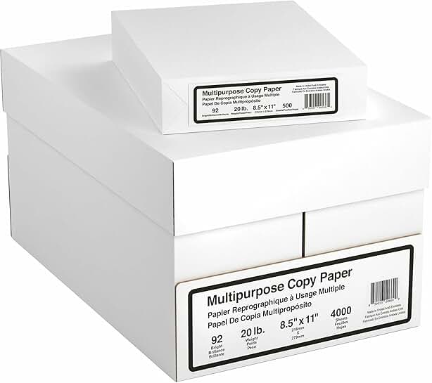 White Letter Size Copy and Printer Paper, 500 Sheets