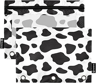 Black and White Cow Print Pencil Pouch Set