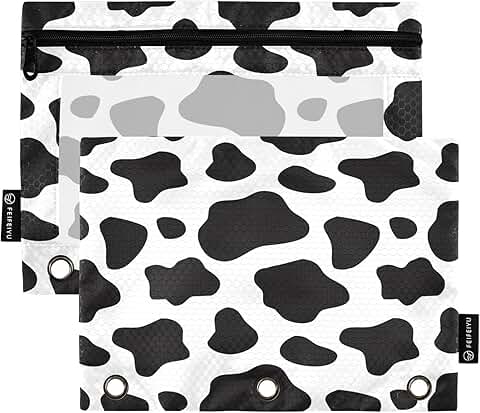 Black and White Cow Print Pencil Pouch Set