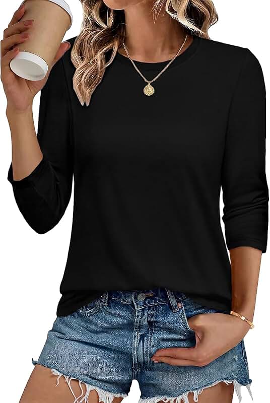 Women’s 3/4 Sleeve Casual Round Neck Tops