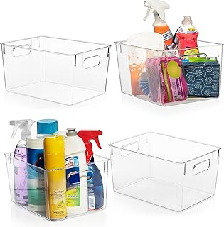 Clear Plastic Storage Bins for Kitchen, Closet, Garage