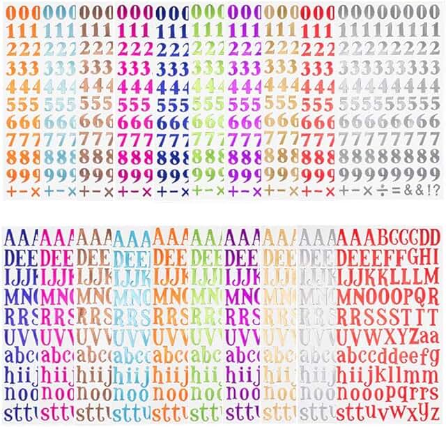 Colorful Alphabet and Number Stickers for Crafts