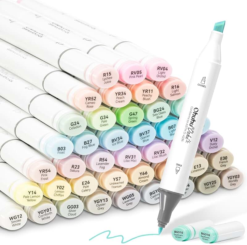 48 Pastel Alcohol Markers with Dual Tips