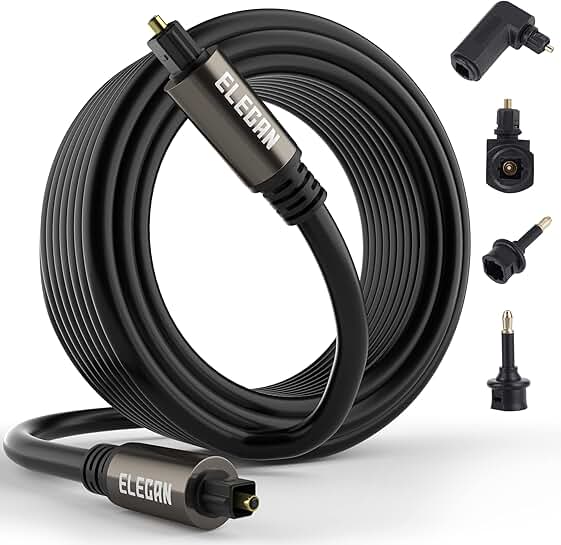 150 Ft Optical Audio Cable with Adapters and Ties