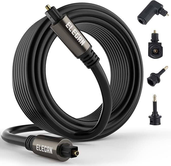 150 Ft Optical Audio Cable with Adapters and Ties