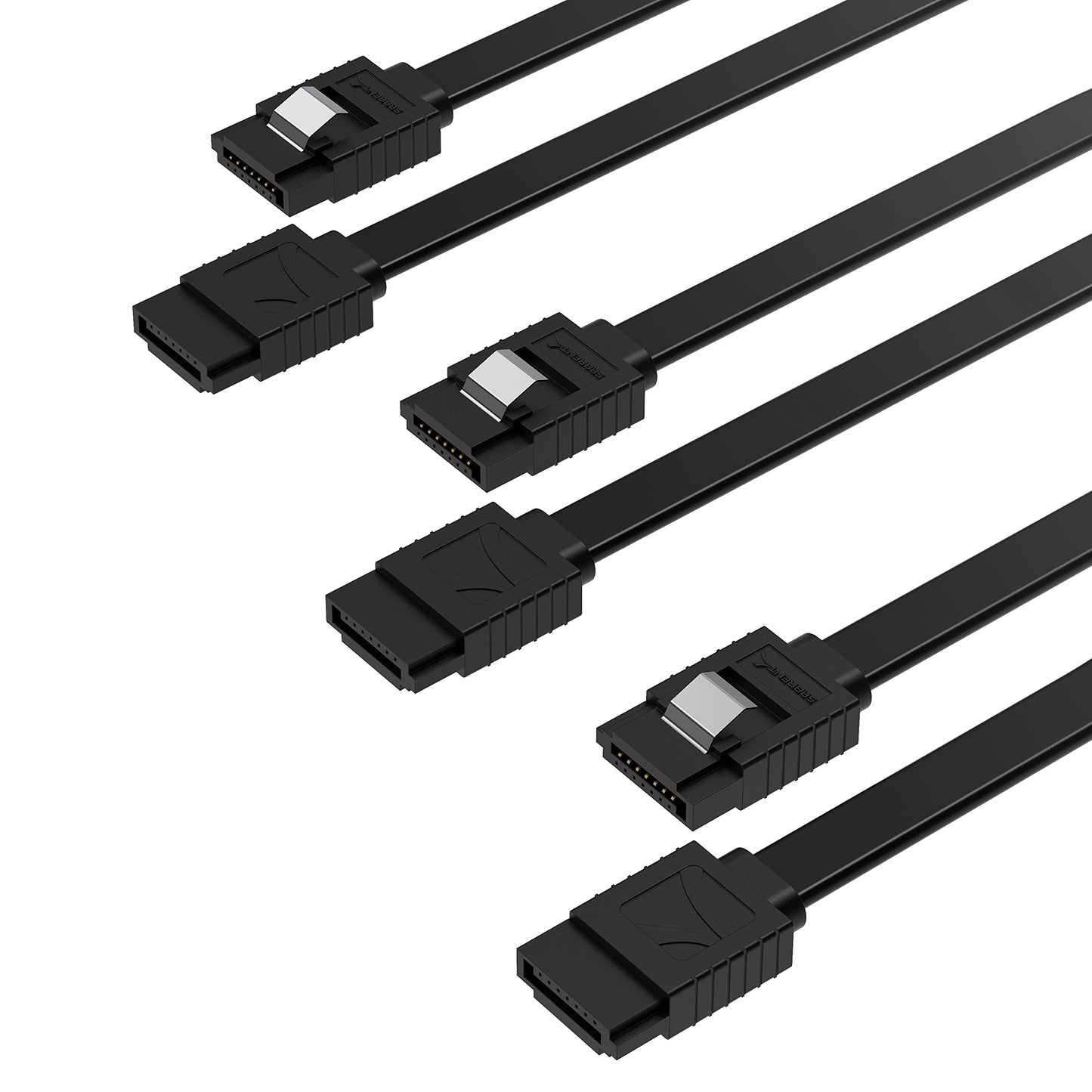 SATA III (6 Gbit/s) Straight Data Cable with Locking Latch for HDD/SSD/CD and DVD Drives (3 Pack - 20-Inch) in Black (CB-SFK3)