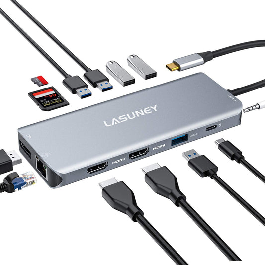 13-in-1 USB C Laptop Docking Station with Dual HDMI and Ethernet