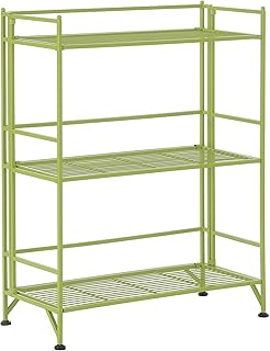 3-Tier Wide Folding Metal Storage Shelves in Lime Green