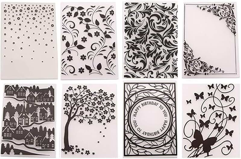 8-Piece Flower Leaf Butterfly Embossing Folder Set