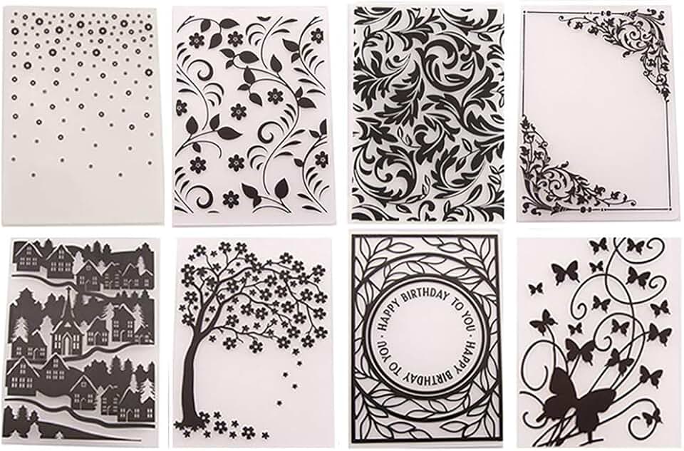 8-Piece Flower Leaf Butterfly Embossing Folder Set
