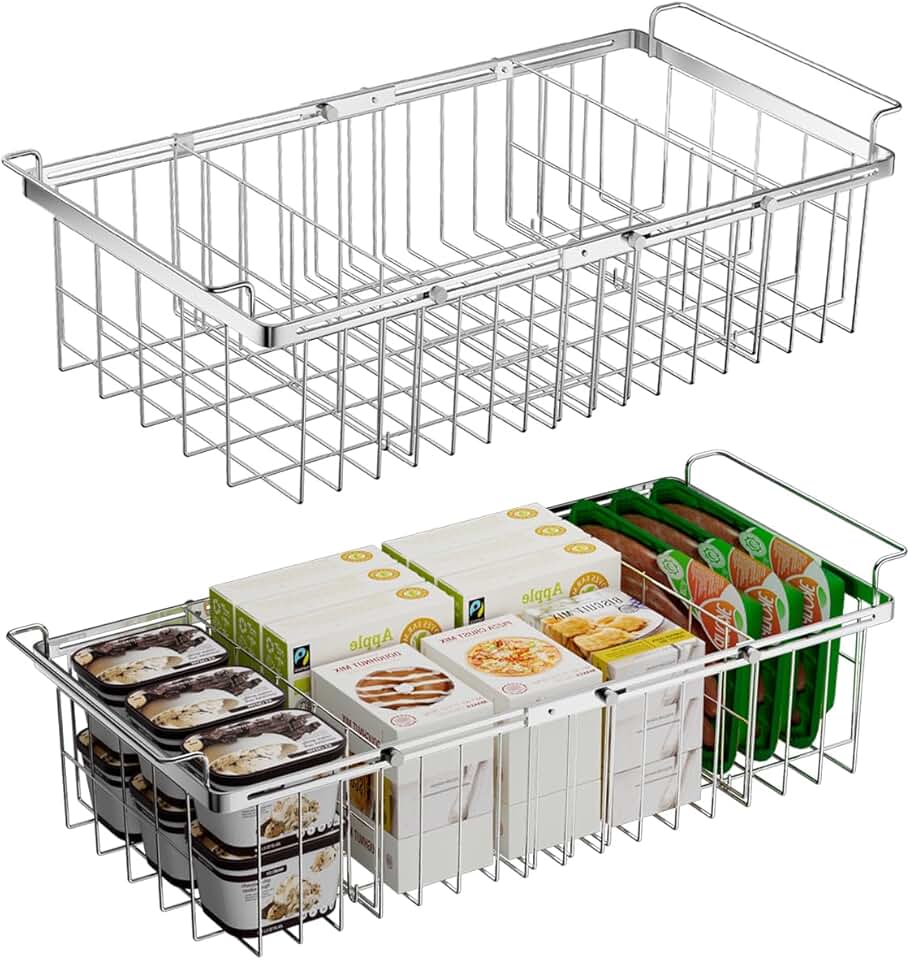 Expandable Freezer Organizer Bins with Divider Sheets