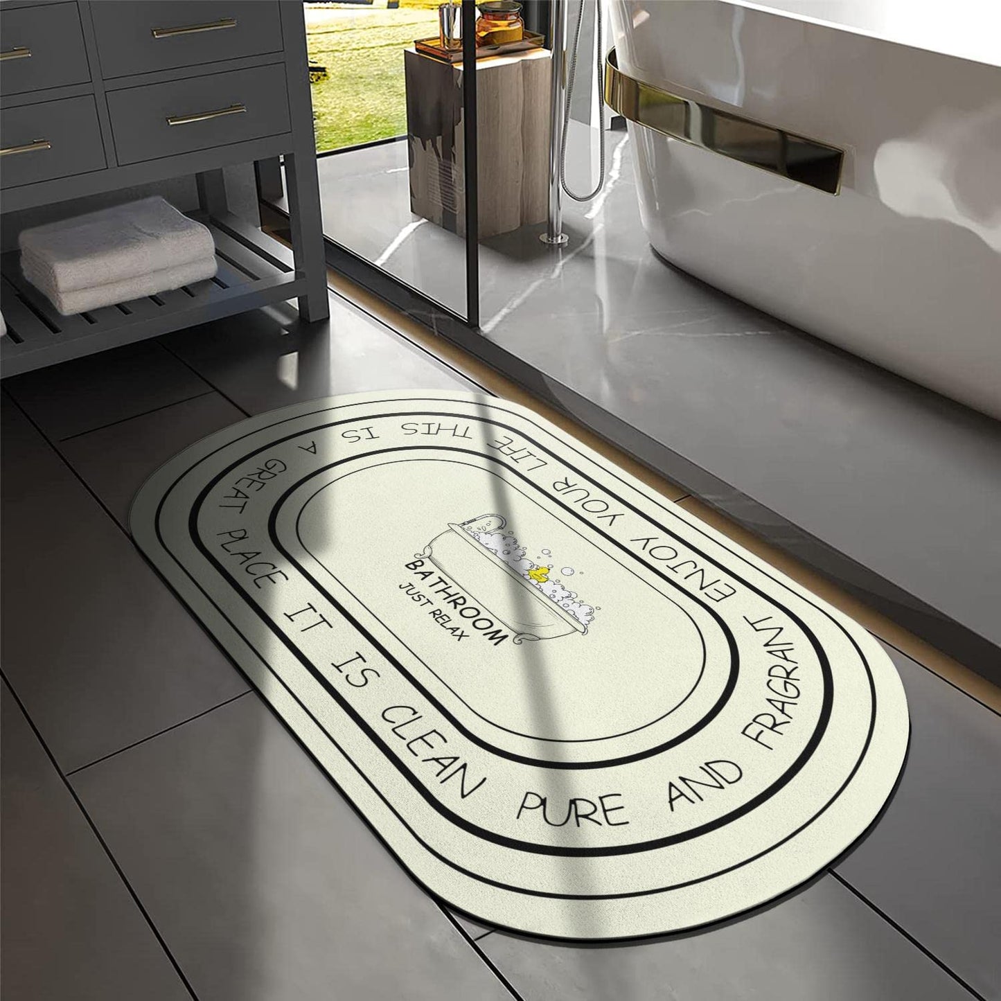 Just Relax Bath Rugs 17 x27.6" Oval Bathroom Mat Super Absorbent Quick Dry Rubber Backed Dirt Resistant Bathtub Duck Bath Mats for Bathroom Non- Doormats Bathroom Rug for Shower Sink Bathtub