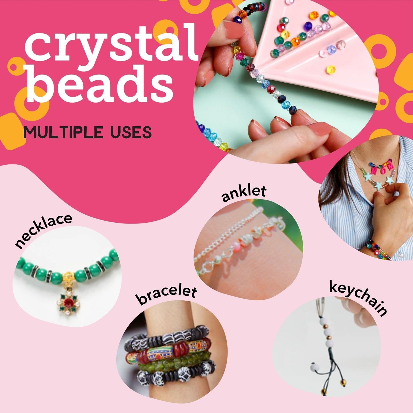 Crystal Beads Set for Jewelry Making 1200pcs in 24 Colors