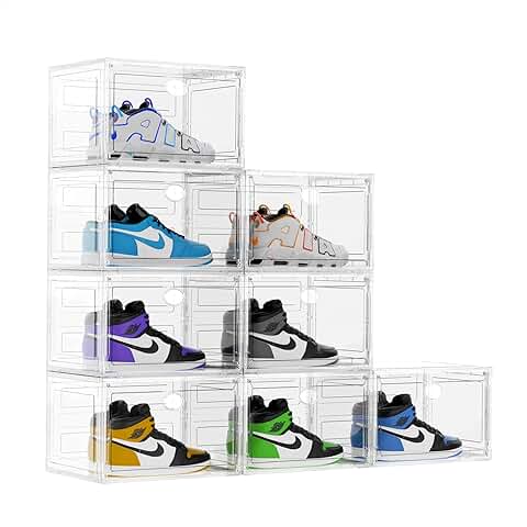 8 Clear Stackable Shoe Storage Boxes