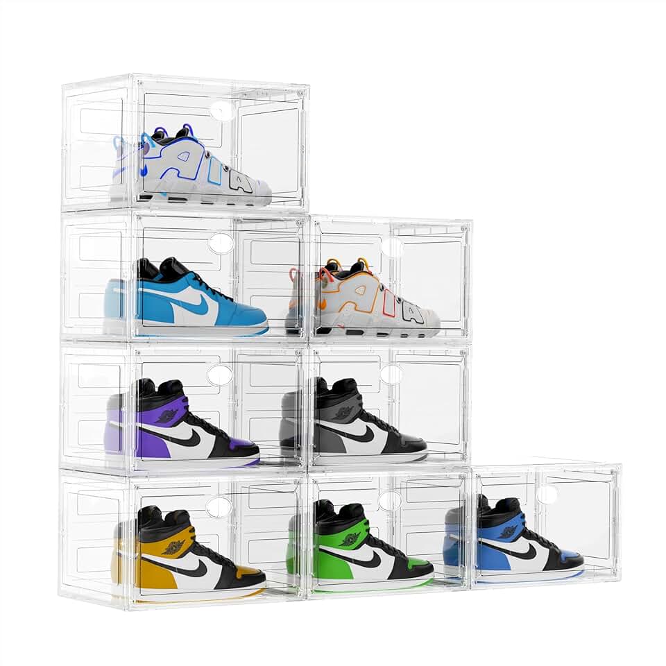 8 Clear Stackable Shoe Storage Boxes