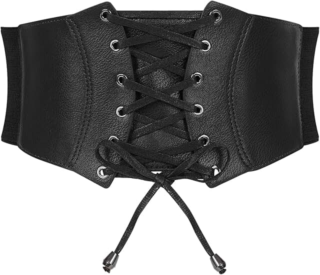 Wide Lace-up Elastic Waist Belt for Women