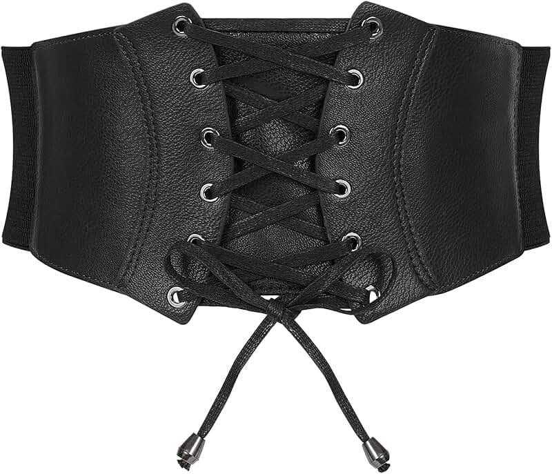 Wide Lace-up Elastic Waist Belt for Women