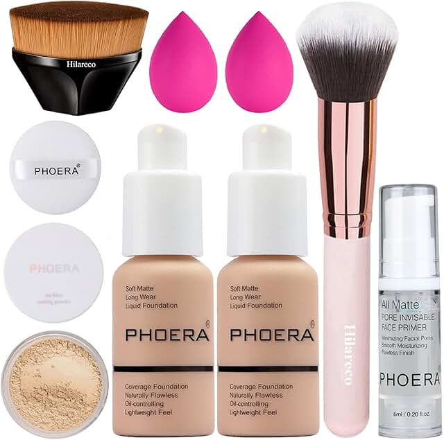 Full Coverage Foundation and Kabuki Makeup Brushes Set