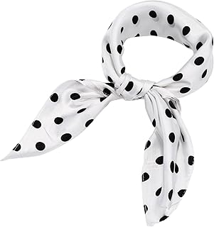 1950s Chiffon Square Handkerchief Neck Scarf Satin Ribbon Hair Tie