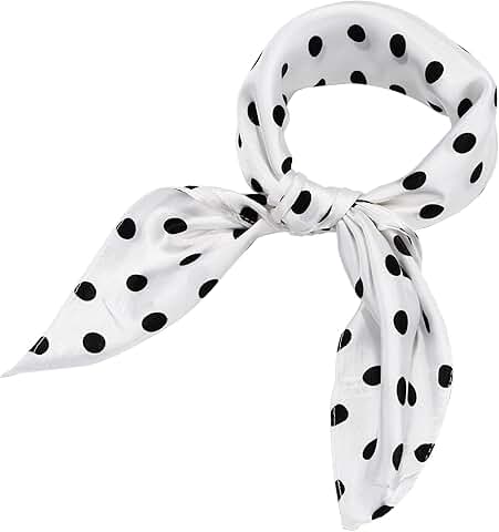 1950s Chiffon Square Handkerchief Neck Scarf Satin Ribbon Hair Tie