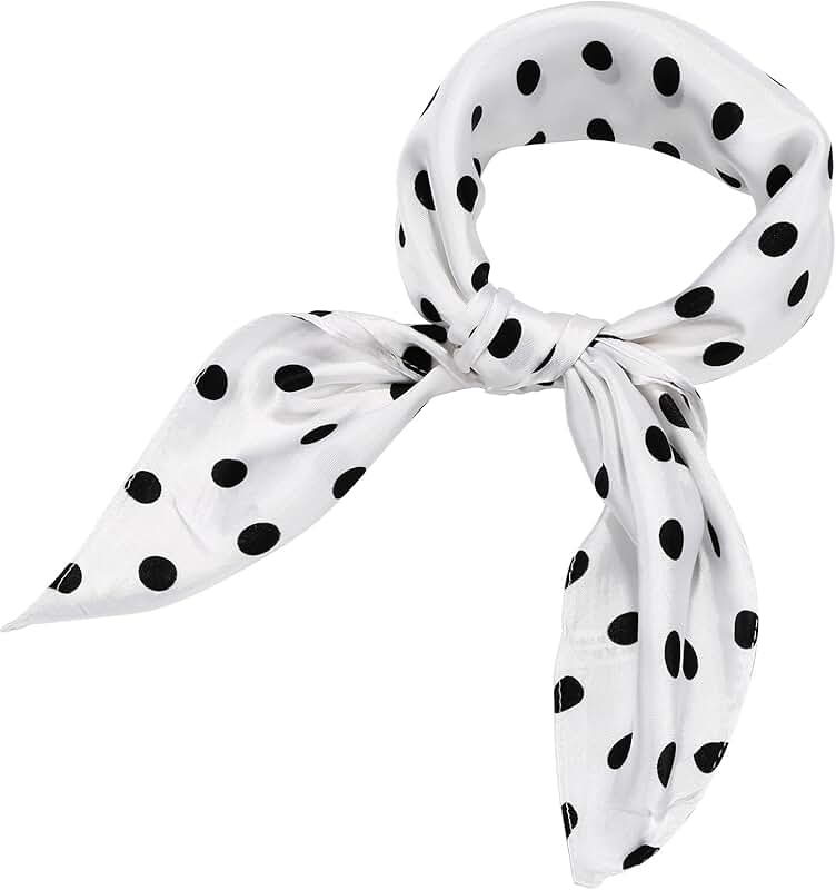1950s Chiffon Square Handkerchief Neck Scarf Satin Ribbon Hair Tie