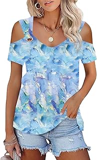 Women’s Cold Shoulder Short Sleeve Casual T-Shirt