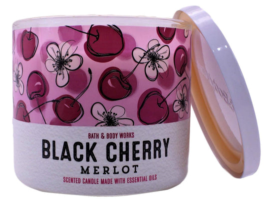 Black Cherry Merlot Scented Candle 3 Wick 14.5 OZ Large