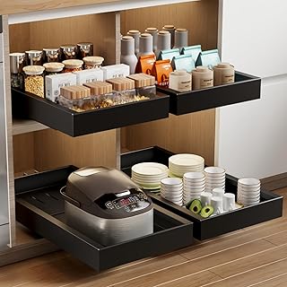 Two Pack Deep Slide Out Drawer Organizers for Cabinets