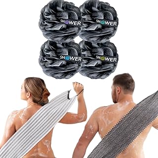 Extra Large Charcoal Loofah and Exfoliating Washcloths Pack