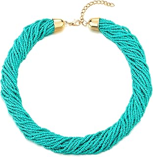Turquoise Beaded Multi-Strand Choker Necklace