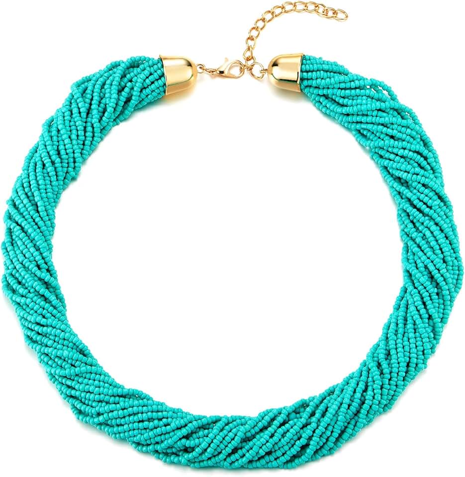 Turquoise Beaded Multi-Strand Choker Necklace