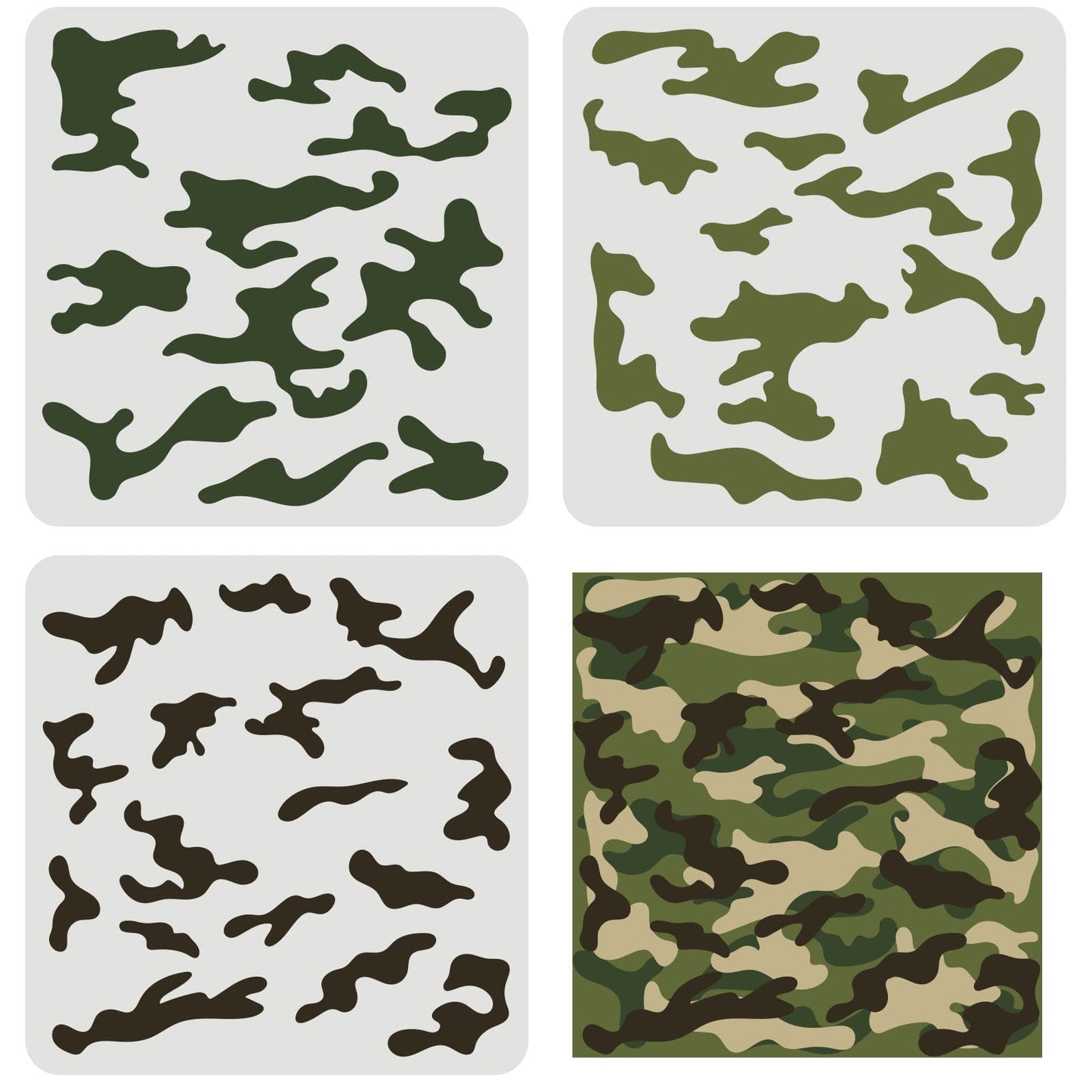 CamoCraft 3-Piece Camouflage Stencil Set 11.8x11.8in