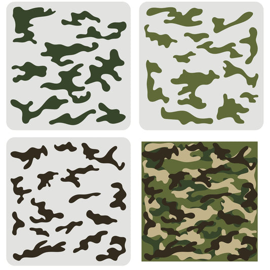 CamoCraft 3-Piece Camouflage Stencil Set 11.8x11.8in
