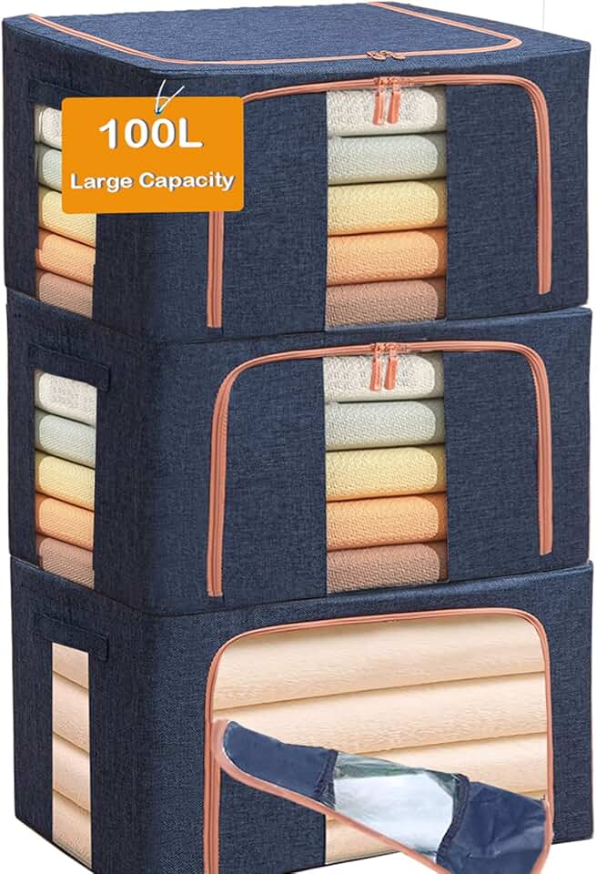 Large Capacity Stackable Clothes Storage Bags, 3 Pack