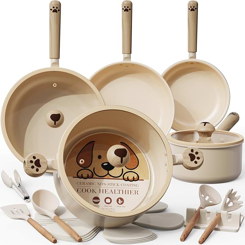 18-Piece Non-Stick Dog Paw Cookware Set