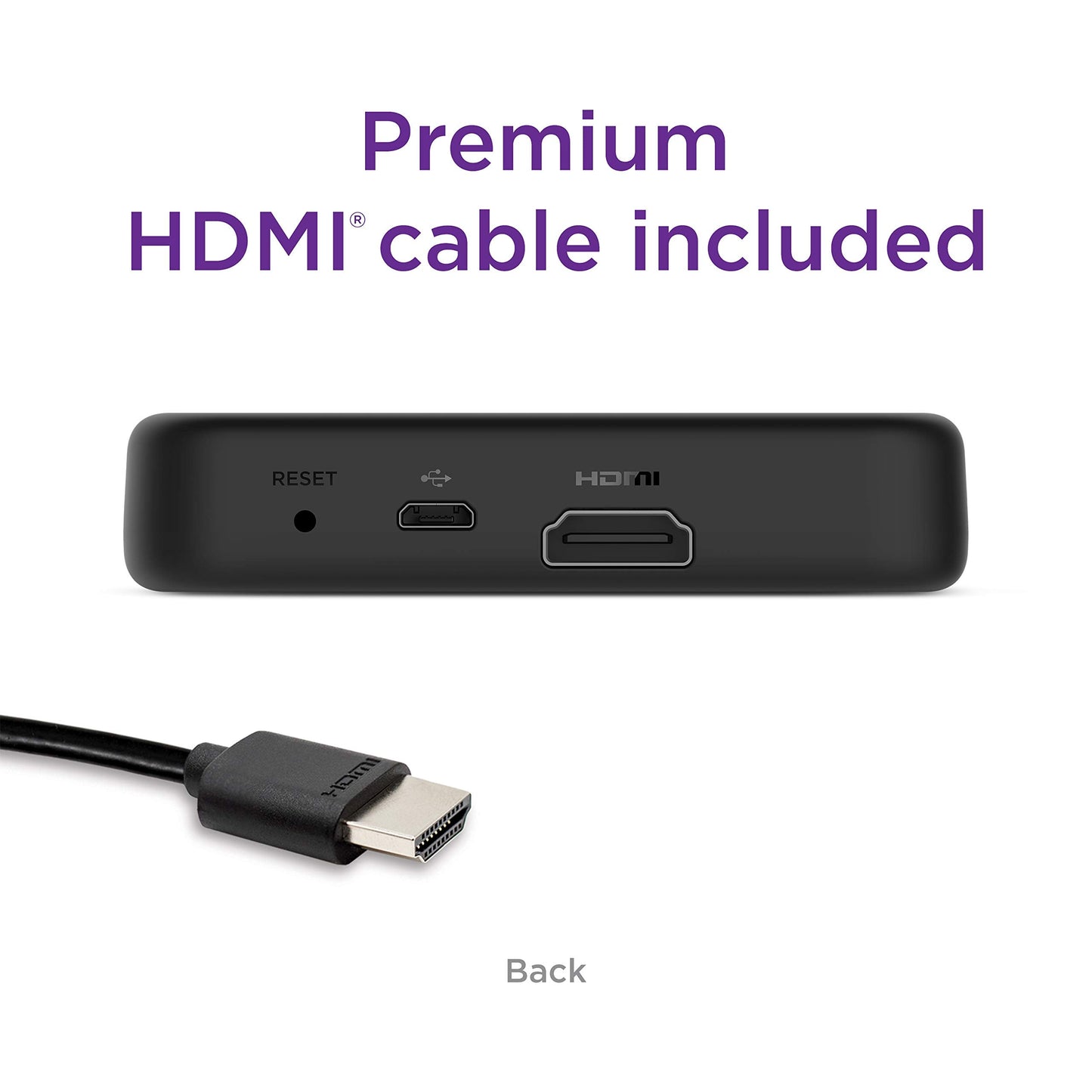 Premiere | HD/4K/HDR Streaming Media Player, Simple Remote and Premium HDMI Cable, Black