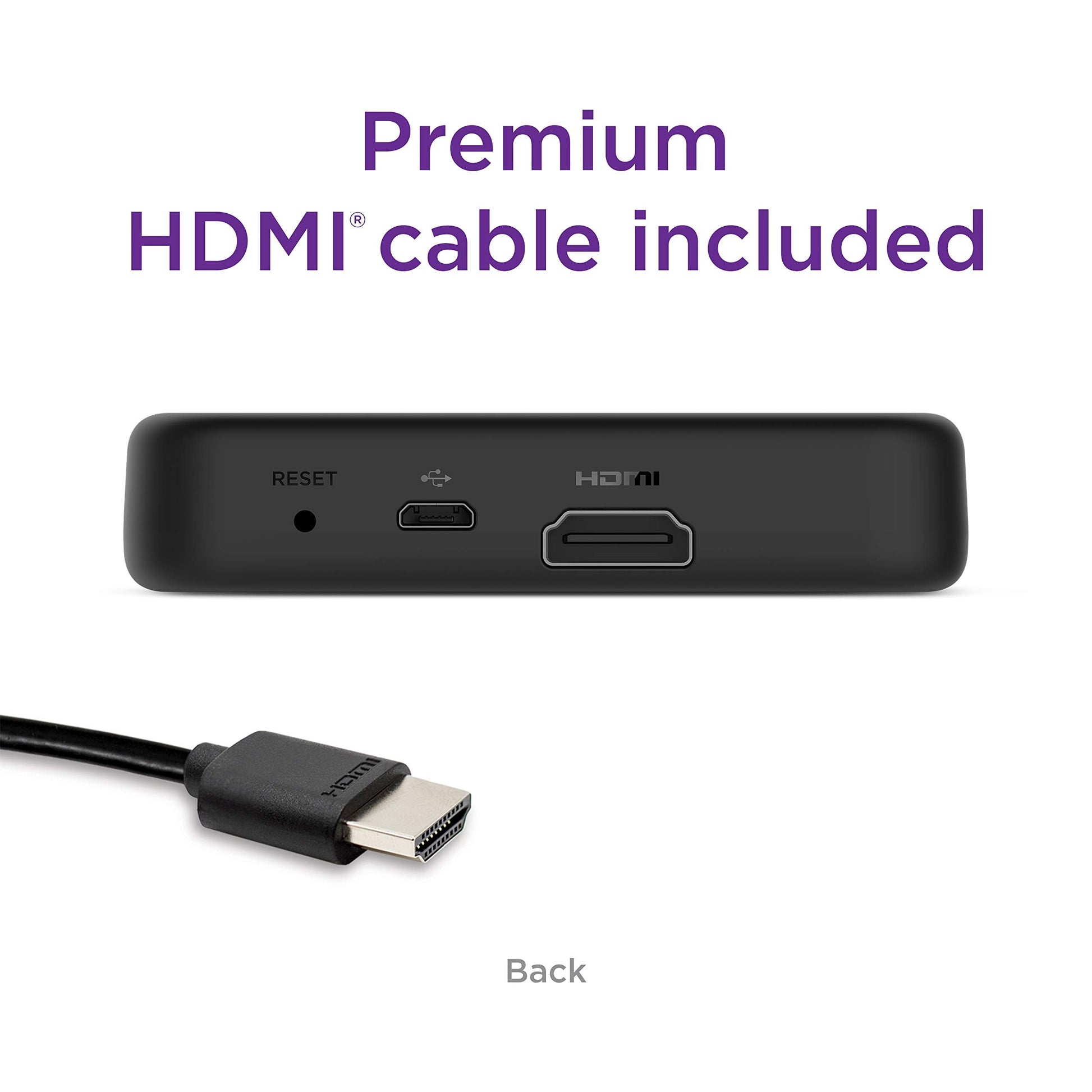 Premiere | HD/4K/HDR Streaming Media Player, Simple Remote and Premium HDMI Cable, Black