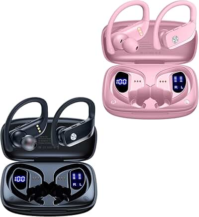 Wireless Sport Earbuds with LED Display and Mic